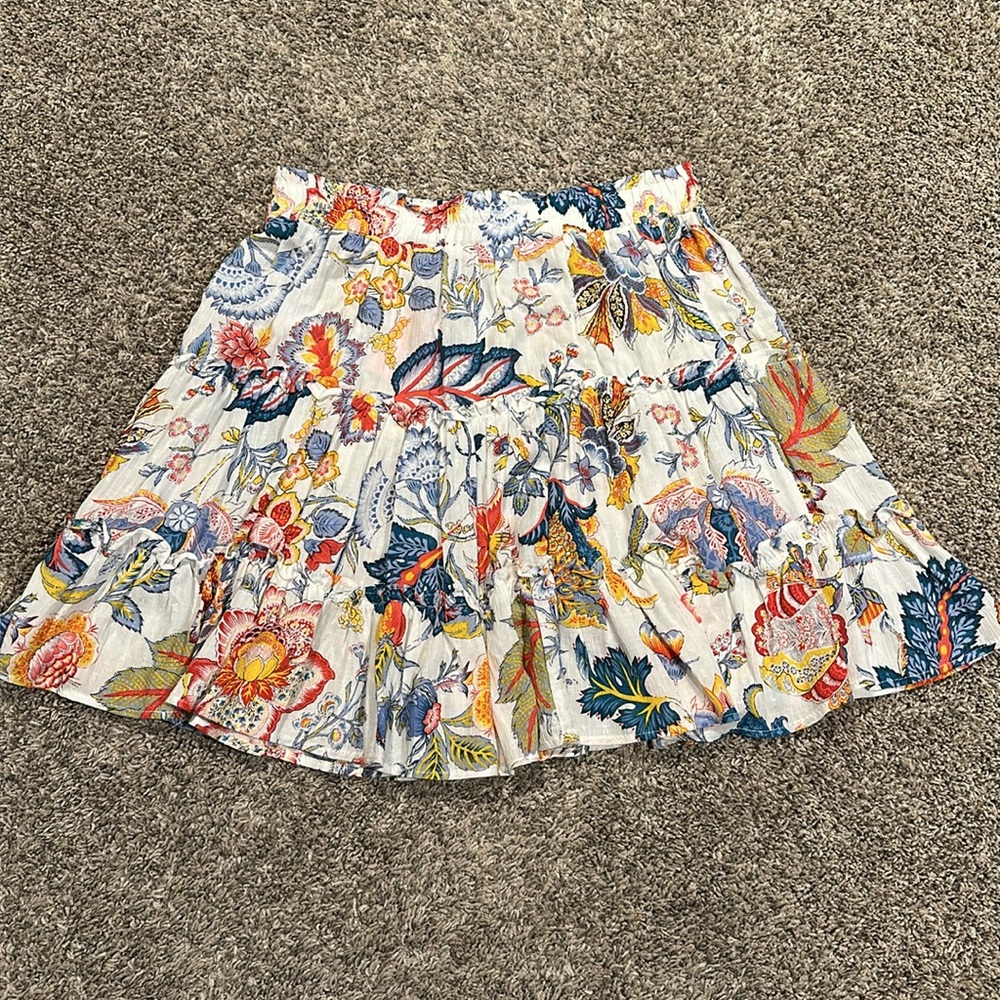 Cynthia Rowley Ruffled Pull On Skirt Size Large 100% Rayon